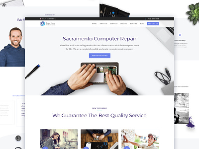 Landing page for a Repair Service clean computer landing minimal quality repair service website