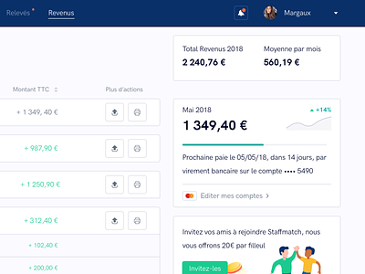 Dashboard : Payment Page account clean credit card dashboard home invit invoice payment saas ui
