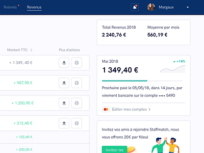 Dashboard : Payment Page account clean credit card dashboard home invit invoice payment saas ui