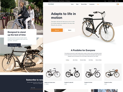 Bicycle Website Homepage bicycle clean e commerce e shop homepage landing light minimalism modern orange shopify website