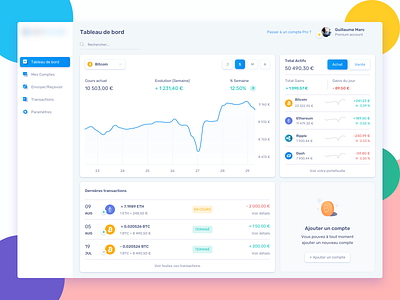 Crypto Currency Exchange Dashboard bitcoin clean crypto currency cryptocurrency dashboard homepage icons platform ui wallet