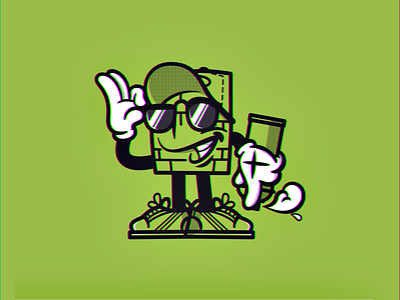 Brick dude branding character comic design flat graffiti illustration spray vector