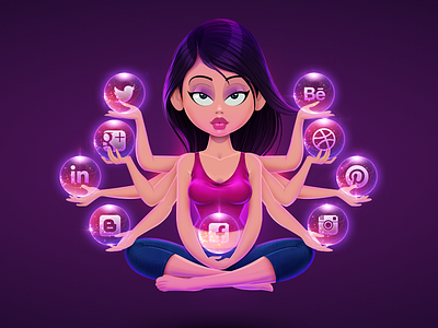 Social media diva character design illustration