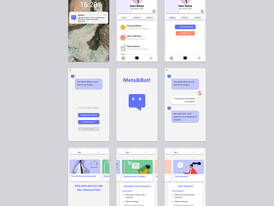 MetaBot frames dribbble chatbot education metacognition school project ui