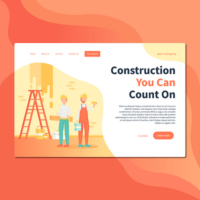 Construction You Can Count On charcter construction design illustration landingpage peoples project teamwork workers