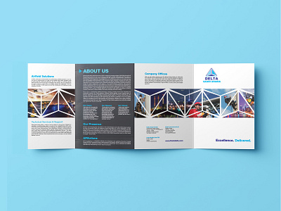 Roll-fold Company profile blue and white brochure brochure design brochure design ideas brochure layout delta tri fold tri fold brochure