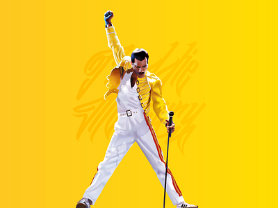 Freddie Mercury Vector Illustration art freddie mercury graphic design illustration illustrator potrait queen realistic vector vector art yellow