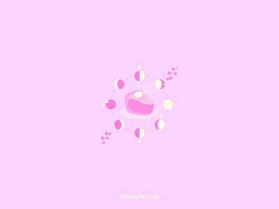 Moonlight Week - Midnight Cake cake design illustration kawaii moon pink vector yellow
