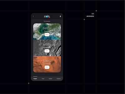 HOP - Fly anywhere branding dark design icon logo space ui ux vector web