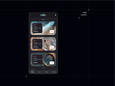 HOP - Book flights app branding design logo space spacex ui ux vector