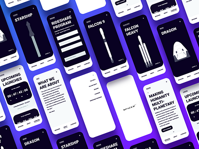 SpaceX App 2 app branding dark design figma illustration light mode space typography ui ux vector