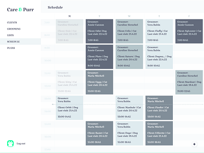 Care & Purr - Pet Grooming Interface - Schedule design graphic design illustration infographics ui ux vector