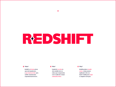 REDSHIFT - What? Who? Why? branding design logo rocket space vector