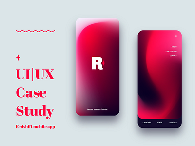 REDSHIFT App - UI/UX Case study - Menu branding design graphic design logo space ui ux vector