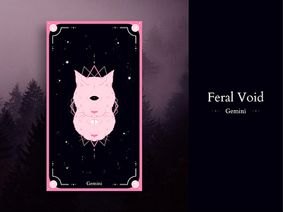 Feral Void - Gemini black card card deck card design cards gemini pink sign zodiac