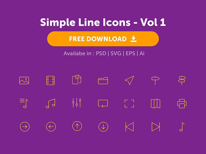 Simple Line Icons - Freebie svg eps ui web minimal design psd line icons freebie download free