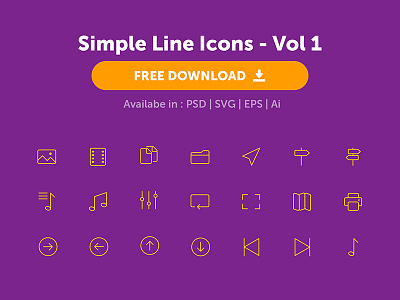 Simple Line Icons - Freebie design download eps free freebie line icons minimal psd svg ui web