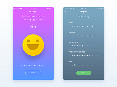 App WIP - UI/UX Design app design flat ios iphone minimal mood smiley ui ux