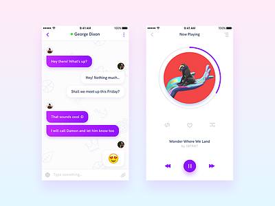 iOS Gui Kit - Vol 1 - Sneak Peek app chat design ios message minimal music player ui ux