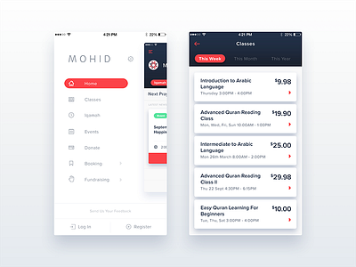 Mohid iOS App - UI/UX Design app design education event ios iphone minimal payment ui ux