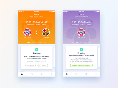 Sports App WIP app design game ios iphone minimal rsvp sports ui ux