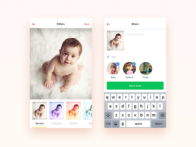 BabySnaps - iPhone App UI/UX Design app baby design ios iphone kids photo share social ui upload ux