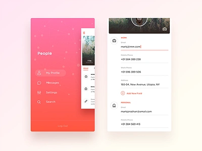 Wip - Social App android app edit ios iphone minimal profile sidebar sidemenu ui