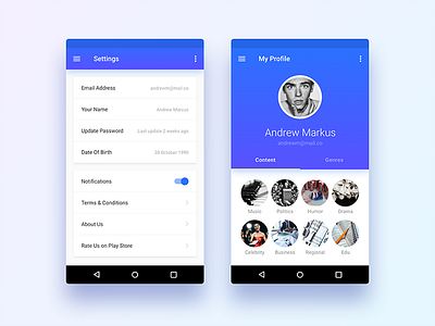 WIP - Car Music Player App android app audio car ios iphone music profile settings sidebar ui