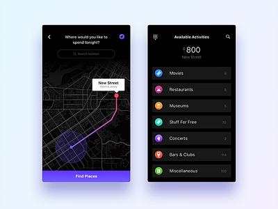 DateNight - iOS App WIP android app categories dating ios iphone list location map social ui ux