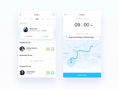 Dinner Calendar App - WIP app design event food ios iphone map nearby search social ui ux