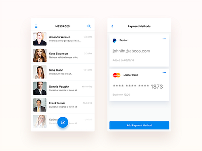 Message and Payment - UI UX Design android chat conversation credit card ios message payment paypal social