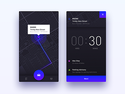 ParkedIt - iOS App UI/UX Design app design ios iphone map parking social timer ui user interface ux