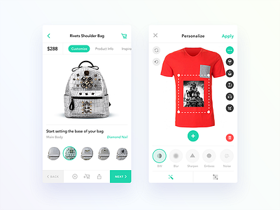 Product Customization and Personalization UI UX android app design ecommerce editor fashion iphone miid product ui ux