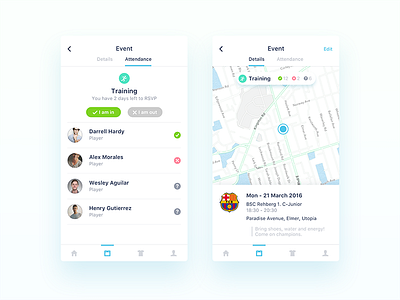 Training App - RSVP UI UX Design app design event game ios iphone map rsvp social training ui ux