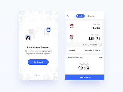 FoneWire - WIP - Payment App UI UX Design android empty state ios iphone market onboarding payment transfer ui ux