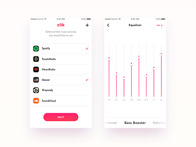 Music Player App - CLIK android design equalizer ios iphone music product streaming ui ux