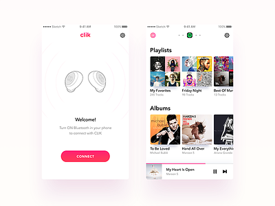 Music Player App - CLIK android empty state home ios iphone list music player ui ux