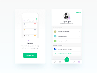 Insurance App - UI/UX Design account android app flat gallery insurance ios onboarding profile settings user