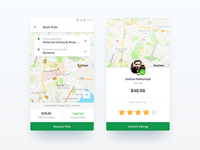 Taxi App android ios lyft map rate ride travel uber ui ux