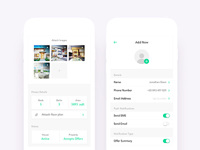 Real Estate App UI Design - Add Listing & New Person