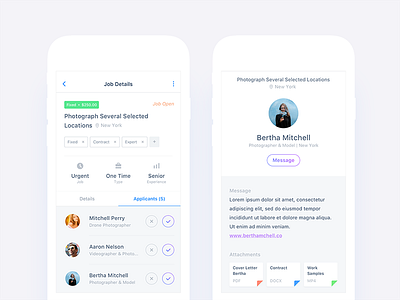 Job Applicants & Application Details Views by Nimasha Perera on Dribbble