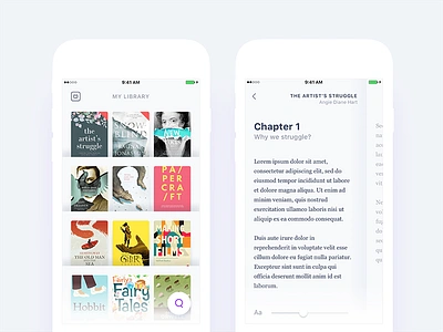 Book App Design - Library and Inside Book View android app book dashboard description details education ios library navigation social