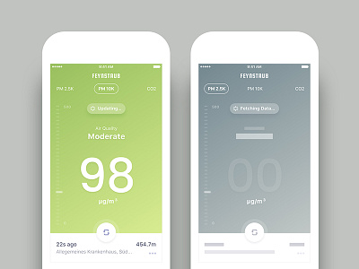 Air Quality Check App - Empty State & Updating Views air quality check android app design graphic ios location meter onboarding statistics ui ux