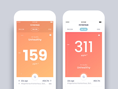 Air Quality Check App - Final design and First version air quality check android app design graphic ios location meter onboarding statistics ui ux