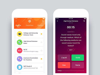Exam App Redesign android app design educational exam game ios iphone quize ui ux