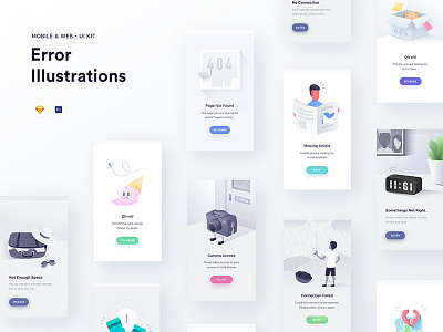 Error Illustrations - Empty States Vol 02 android error graphic gui icon illustrations iphone kit ui web
