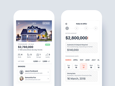 Real Estate App - Property Listing and Make an Offer android details form ios iphone listing offer property real estate sell ui ux