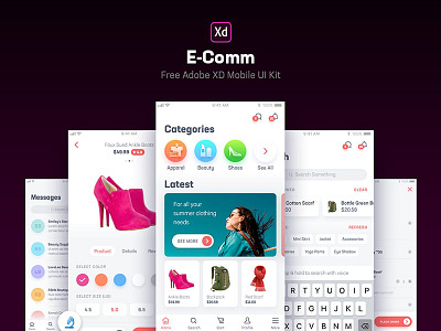 E-Comm Adobe XD UI Kit adobe adobe xd android app ecommerce freebie ios ui ux