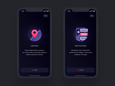 Location & Notification Permission android app ask permission dark ui design ecommerce events ios iphone location map notifications profile search social ui ux