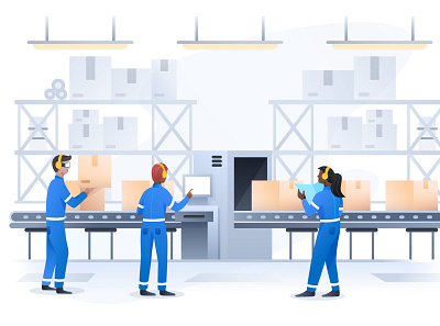 Manufacturing android art art direction artwork ecommerce factory header illustration illustrator ios iphone manufacturing sketch social website workers